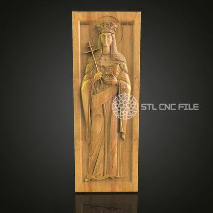 Regal Saintess CNC STL File - Elegant Religious Icon, CNC Router Model, Spiritual Art