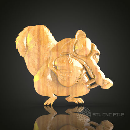 Cartoon Squirrel 3D STL Model - CNC Router Wood Art, Wall Decor, Digital File for Artcam, Aspire