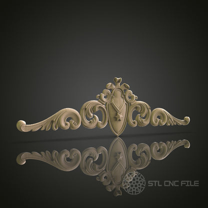 Elegant Shield Pediment for CNC and 3D Printing - STL File