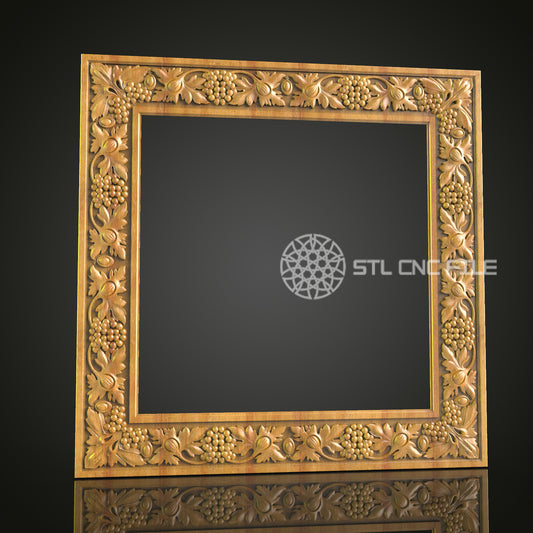 Botanical Themed Picture Frame - CNC Engraved Wood, Decorative Floral STL Artwork