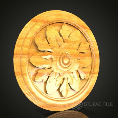 Classic Circular Floral Medallion STL File – CNC Engraving Design for Artcam & Aspire