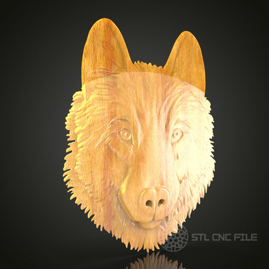 Intense Wolf Head 3D STL Model for CNC Router - Dynamic Wood Wall Art, CNC Files for Artcam, Aspire