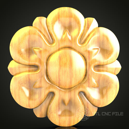 Sunflower Medallion STL Model for CNC, 3D Router File, Artcam Aspire Wood Carving, Wall Decor Art