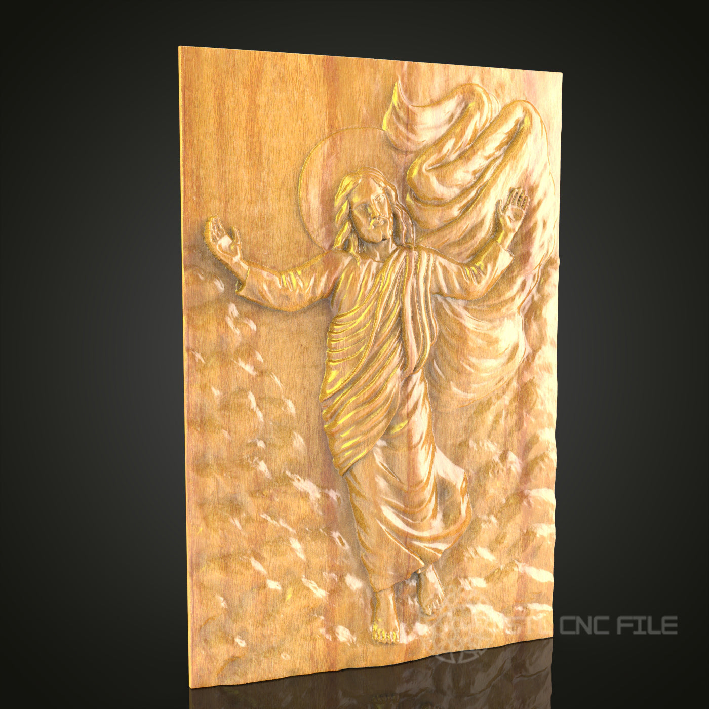 Risen Christ 3D Relief Model for CNC – Sacred Art, Religious Wood Carving, Digital File