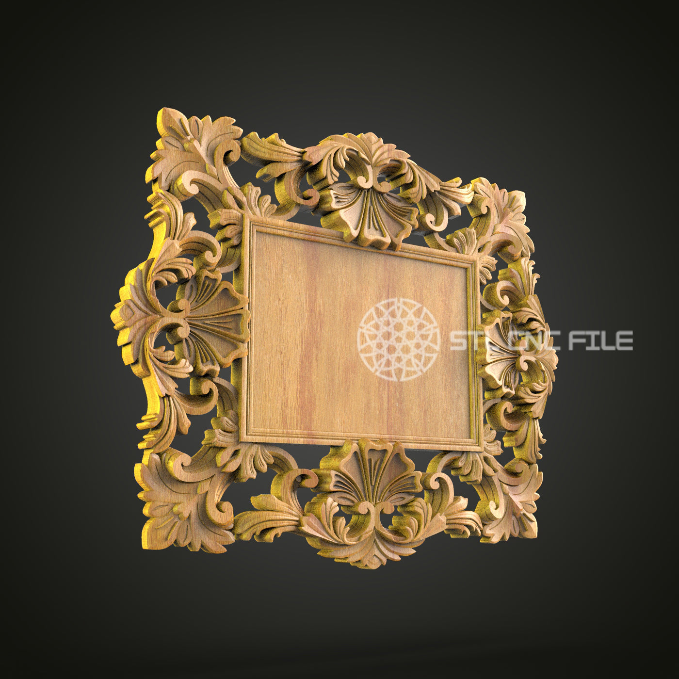 Floral Ornament Frame STL File, Luxurious CNC Carving Design for Artcam, Aspire, Elegant Wood Decor
