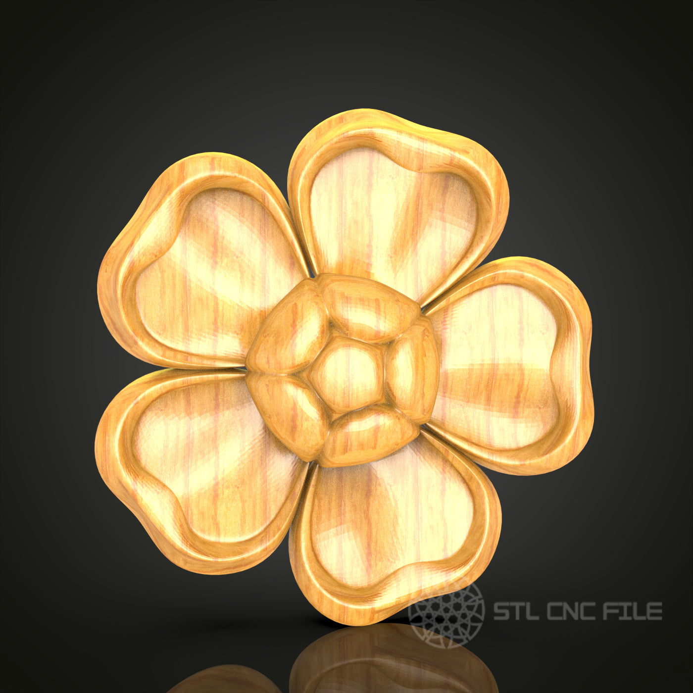 Floral Bloom STL Model – CNC Router Design File for Artcam & Aspire, Perfect for Decorative Projects