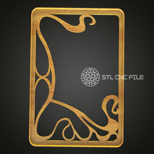Modern Abstract CNC Engraved Frame - Minimalist Wood Carving, Contemporary Art Frame