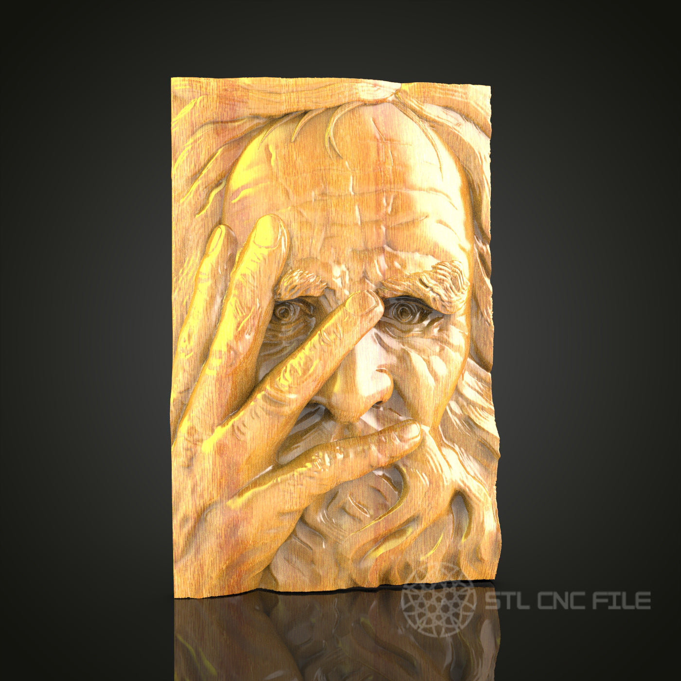 Expressive Human Portrait Wall Art - 3D STL File for CNC Wood Carving
