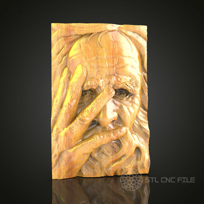 Expressive Human Portrait Wall Art - 3D STL File for CNC Wood Carving