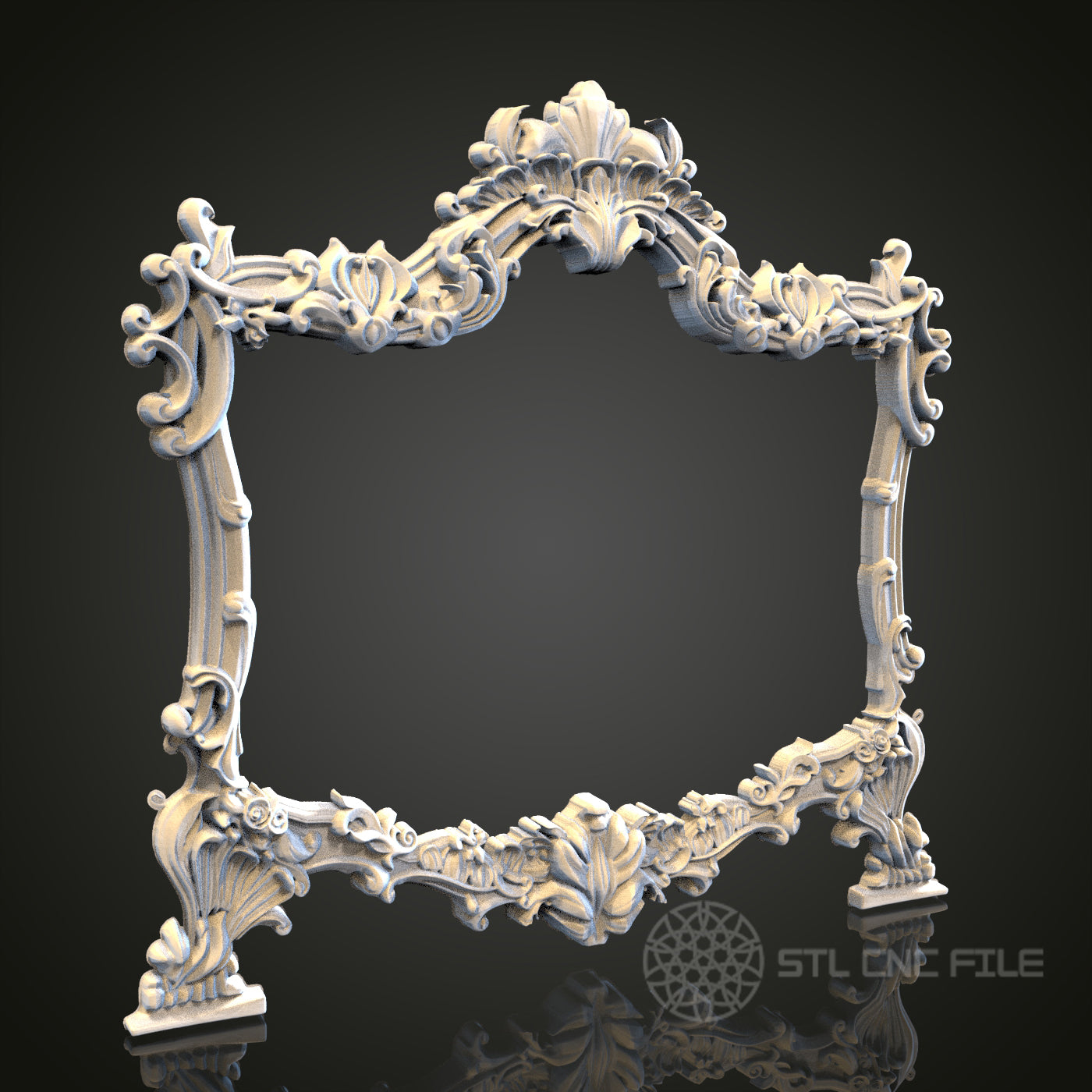 Ornate Baroque Frame STL Model for CNC Router Engraver, Artcam, Aspire, Wood Wall Decor, 3D Printer