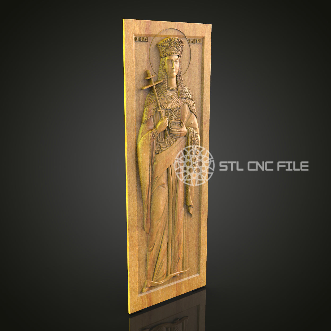 Regal Saintess CNC STL File - Elegant Religious Icon, CNC Router Model, Spiritual Art