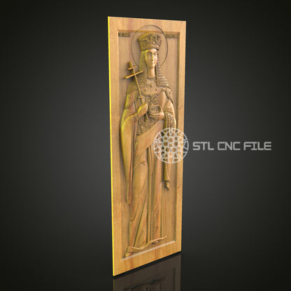 Regal Saintess CNC STL File - Elegant Religious Icon, CNC Router Model, Spiritual Art