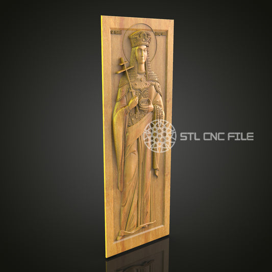 Regal Saintess CNC STL File - Elegant Religious Icon, CNC Router Model, Spiritual Art