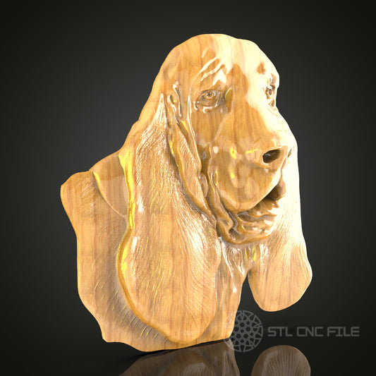 Elegant Dog Head 3D STL Model for CNC - Artistic Wood Wall Decor, Digital CNC Files for Artcam, Aspire