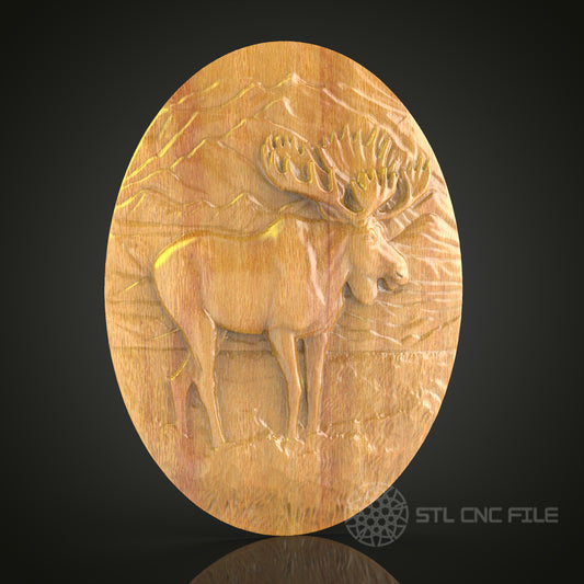 Majestic Elk in Forest Clearing CNC Carving STL File