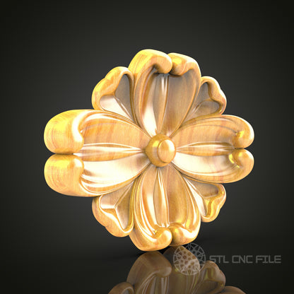Classic Floral Bloom CNC Router STL Model - Elegant Carving Design