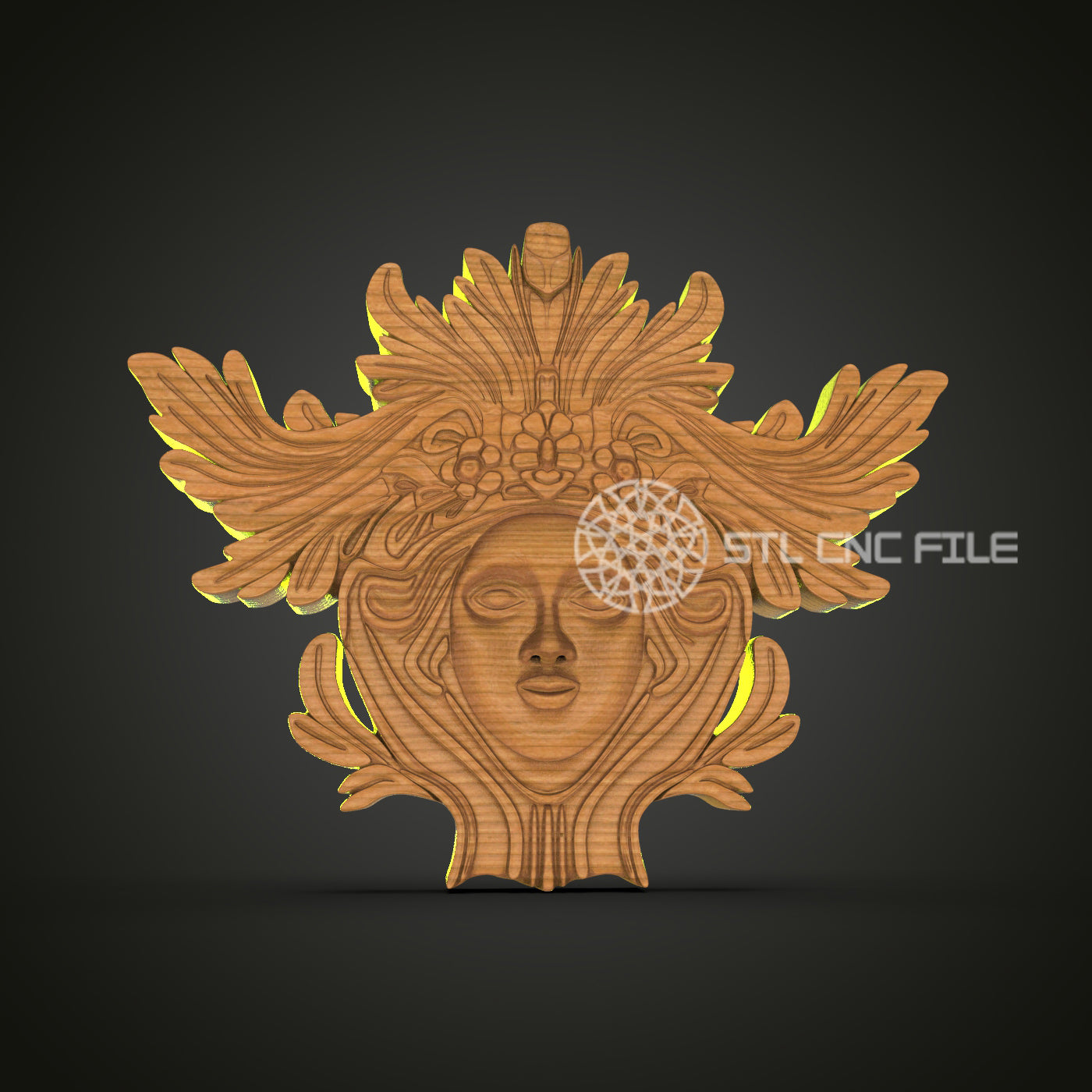 Celestial Goddess Wooden Art - CNC STL File for 3D Printing, Artcam, Aspire - Unique Wall Decor