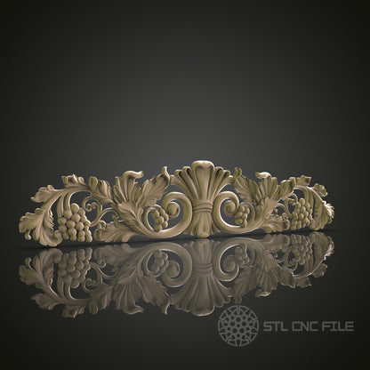 Grape Vine and Shell Pediment for CNC and 3D Printing - STL File