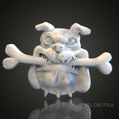 Bulldog with Bone STL Model for CNC Router Engraver, Artcam, Aspire, Wood, Wall Decor