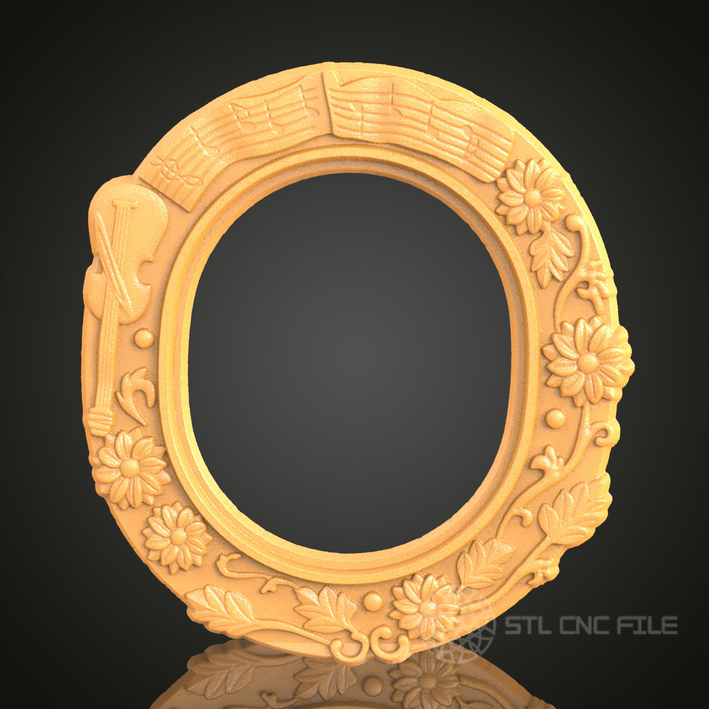 Musical Oval Frame STL Model for CNC Router Engraver and 3D Printer - Wall Decor