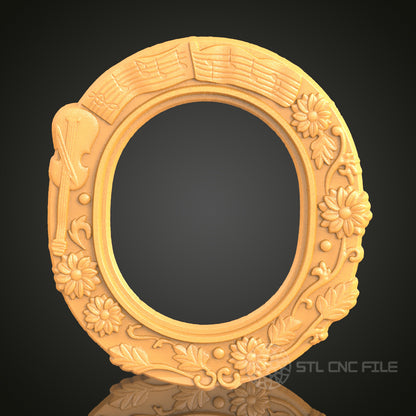 Musical Oval Frame STL Model for CNC Router Engraver and 3D Printer - Wall Decor