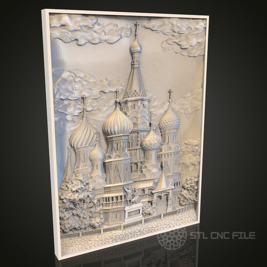 3D MosqSt. Basil's Cathedral STL Model for CNC Router Engraver, Artcam, Aspire, Wood Wall Decor, 3D Printerue Relief STL Model for CNC Router Engraver, Artcam, Aspire, Wood Wall Decor, 3D Printer (Copie)