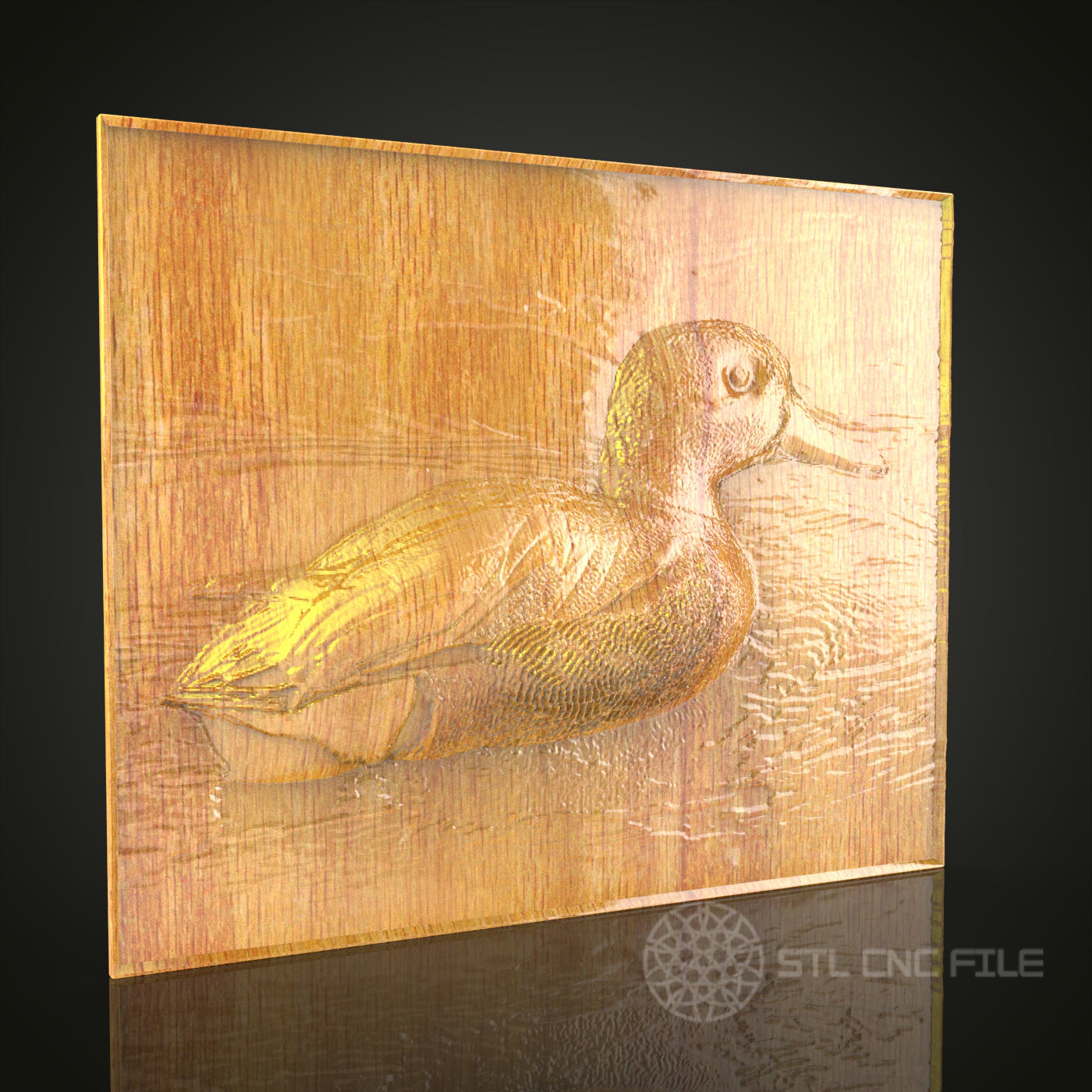 Rustic Duck Pond – CNC Engravable STL Model for Wood Art