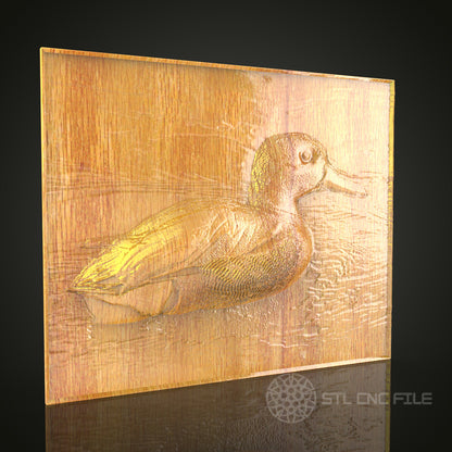 Rustic Duck Pond – CNC Engravable STL Model for Wood Art