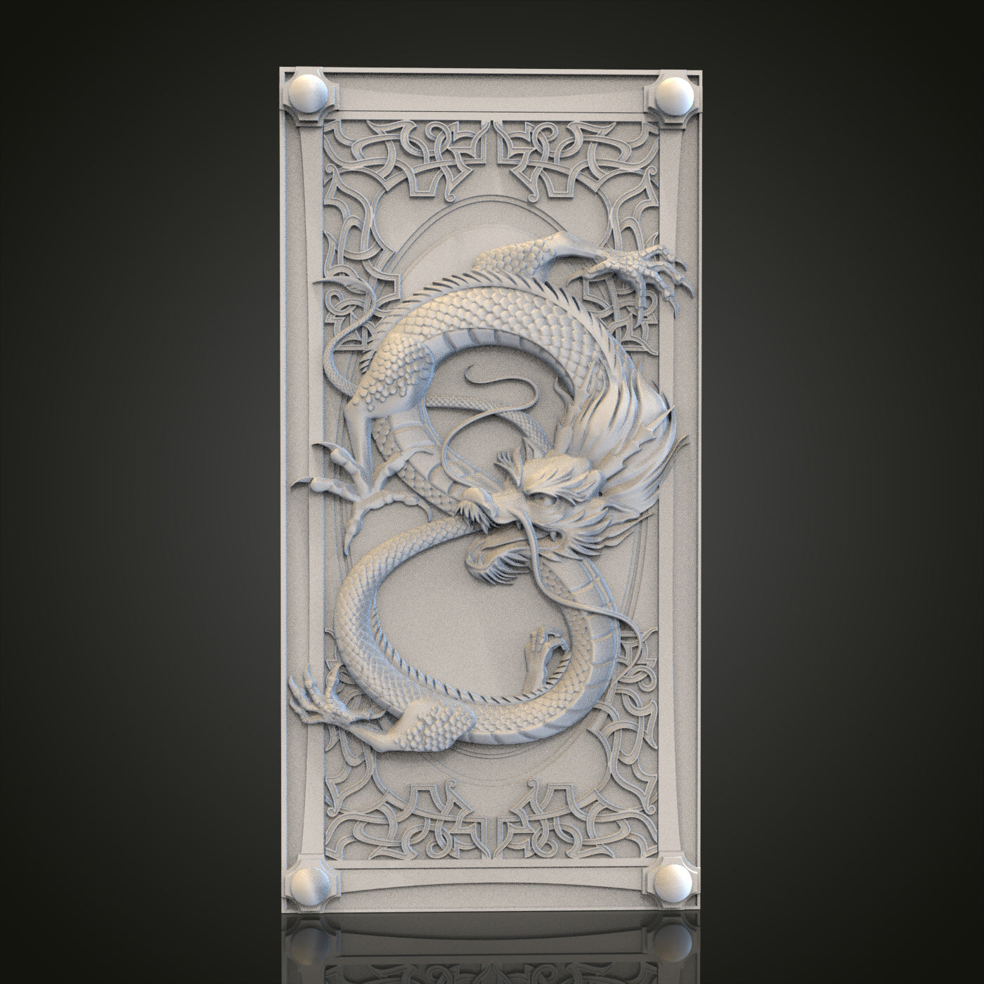 Intricate Dragon Panel STL Model for CNC Router Engraver, Artcam, Aspire, Wood, Wall Decor