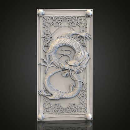 Intricate Dragon Panel STL Model for CNC Router Engraver, Artcam, Aspire, Wood, Wall Decor