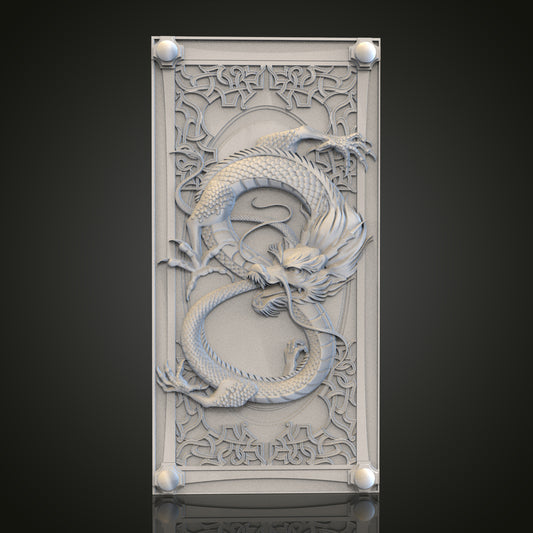 Intricate Dragon Panel STL Model for CNC Router Engraver, Artcam, Aspire, Wood, Wall Decor