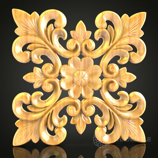 Symmetrical Floral STL Model for CNC Router, Compatible with Artcam, Aspire - Intricate Wood Carving Decor