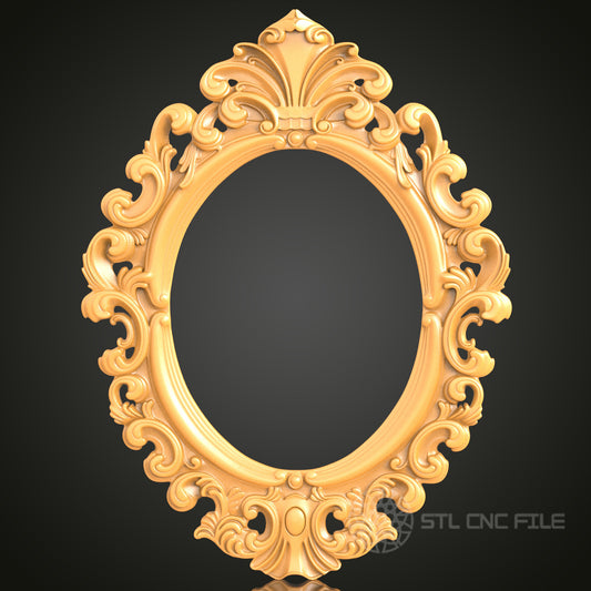 Ornate Oval 3D Frame STL Model for CNC Router Engraver, Artcam, Aspire, Wood Decor, 3D Printer File