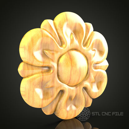 Sunflower Medallion STL Model for CNC, 3D Router File, Artcam Aspire Wood Carving, Wall Decor Art