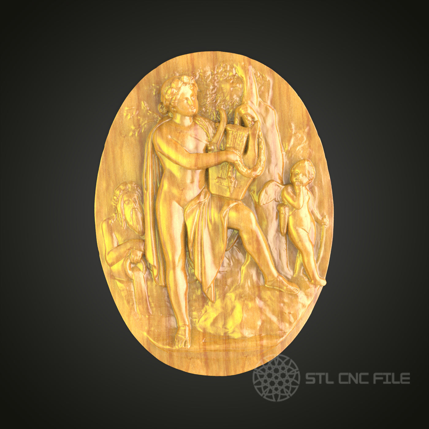 Classical Mythology Scene Wall Art - 3D STL File for CNC Wood Carving