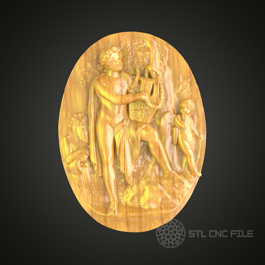 Classical Mythology Scene Wall Art - 3D STL File for CNC Wood Carving