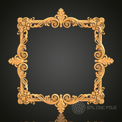Lavish Floral Swirl Square Frame STL Model – Perfect for CNC and 3D Printing Decor