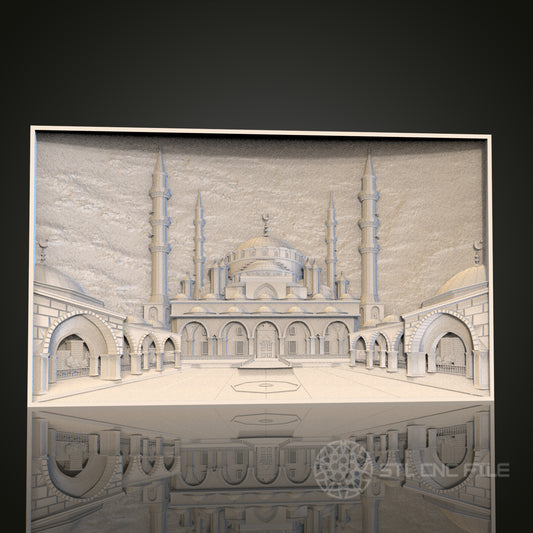 3D Mosque Relief STL Model for CNC Router Engraver, Artcam, Aspire, Wood Wall Decor, 3D Printer