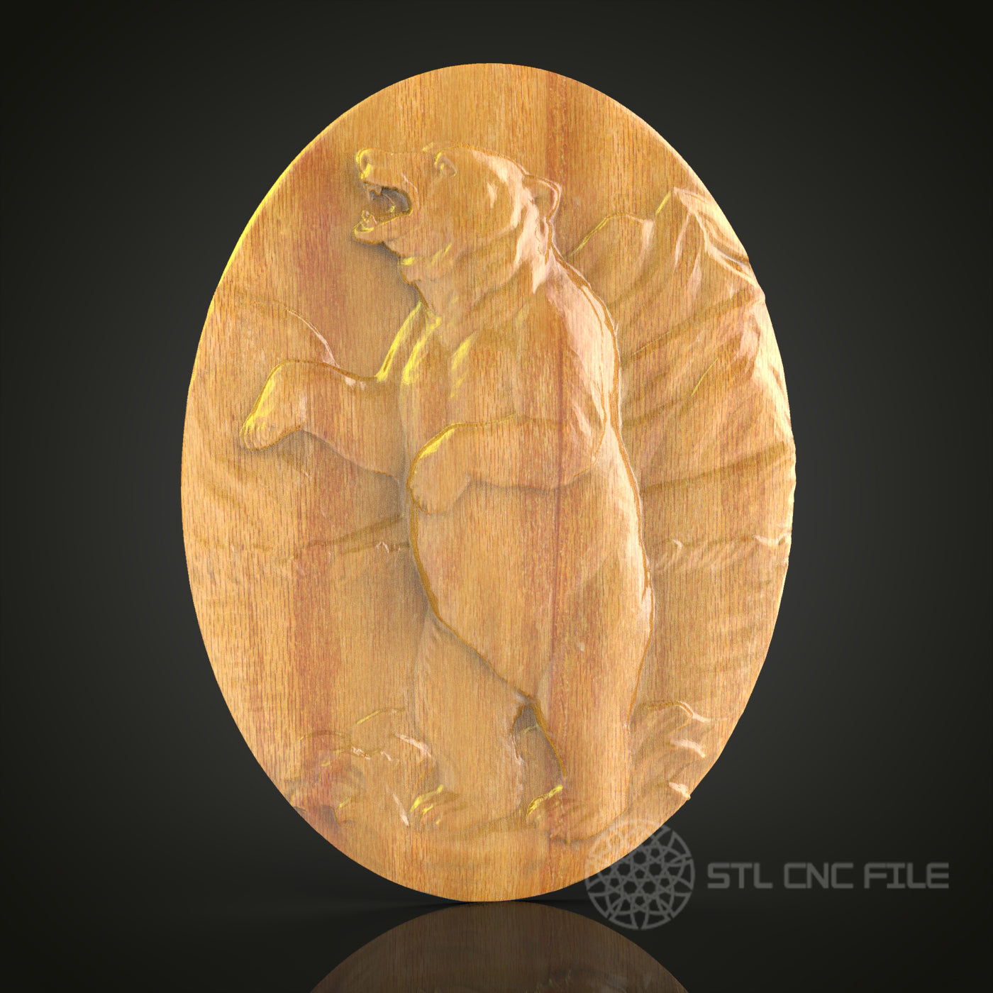 Fierce Bear Roaring Wood Carving STL File for CNC Router