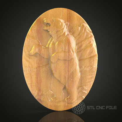 Fierce Bear Roaring Wood Carving STL File for CNC Router
