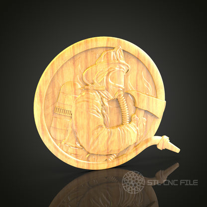 Heroic Firefighter Wall Art - 3D STL File for CNC Wood Carving