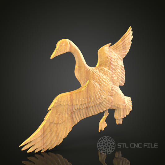Graceful Goose STL Model for CNC Routers - Ideal for Wood or Metal Wall Art