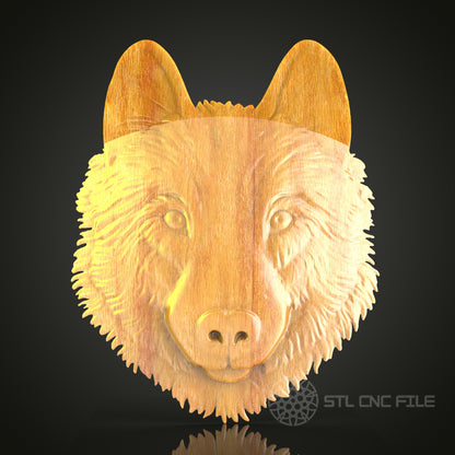 Intense Wolf Head 3D STL Model for CNC Router - Dynamic Wood Wall Art, CNC Files for Artcam, Aspire