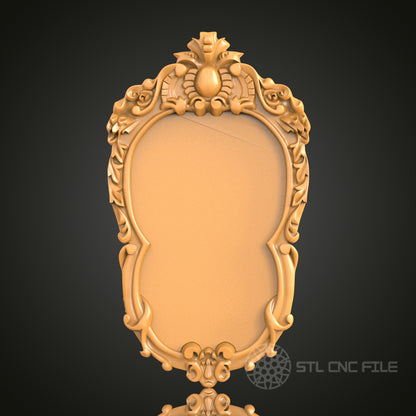 Floral Scrollwork Mirror Frame STL Model – Ideal for CNC and 3D Printing