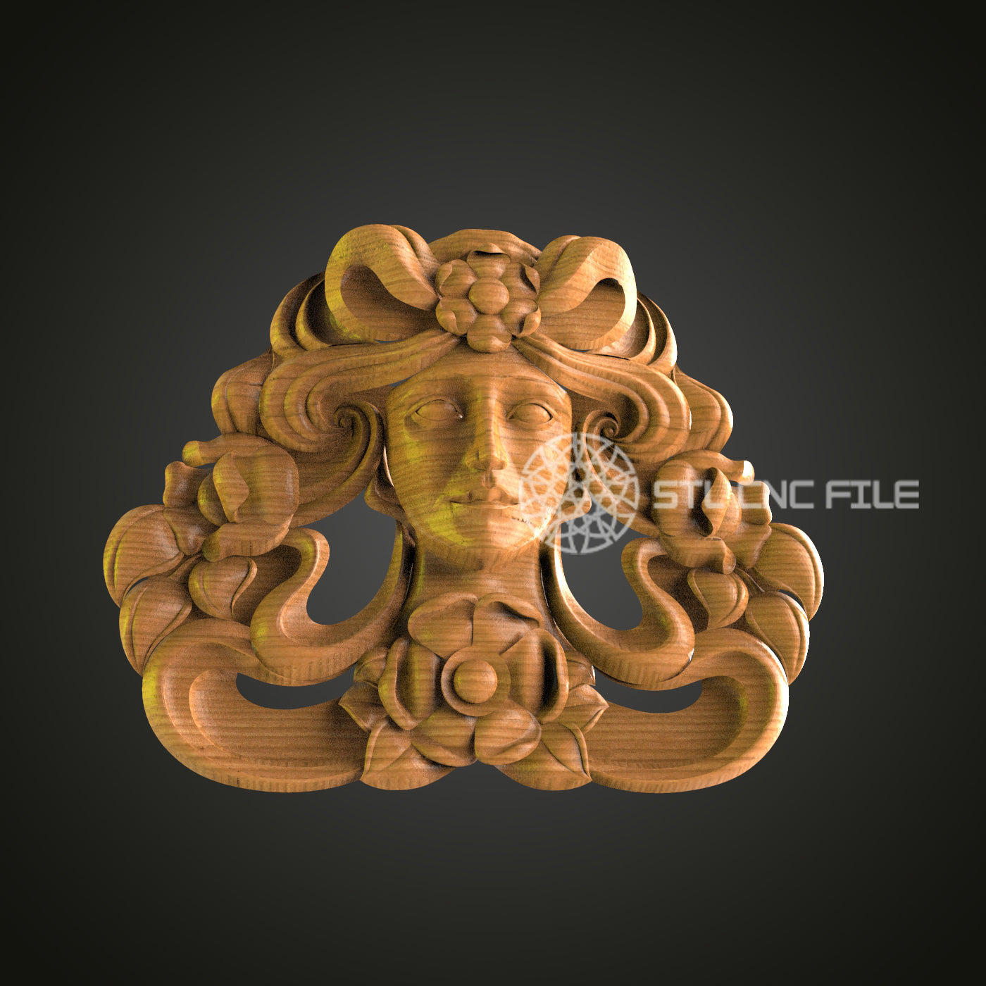 Mystic Forest Nymph CNC STL File - Decorative Wooden Wall Art for 3D Printing, Artcam, Aspire