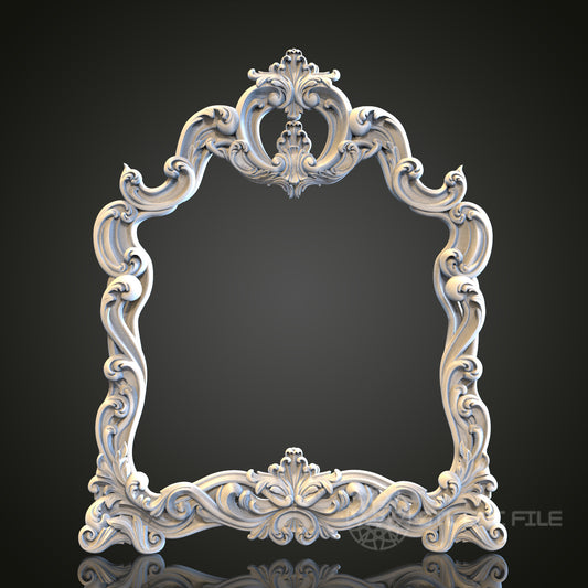 Ornate Baroque Mirror Frame STL Model for CNC and 3D Printing, Artcam, Aspire, Wood Wall Decor