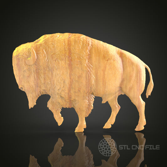 Buffalo 3D STL Model for CNC Router - Majestic Wildlife Wood Carving Digital File, Home Decor