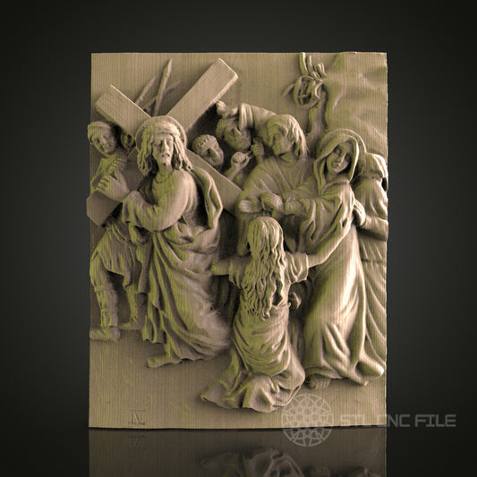 Relief of Jesus Carrying the Cross - STL Model for CNC Router, 3D Printer - Artcam, Aspire Compatible