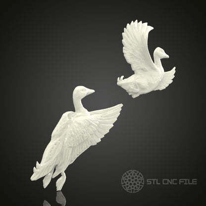 Flying Ducks Wall Decor - STL Model for CNC Router, 3D Printer - Artcam, Aspire Compatible (1)