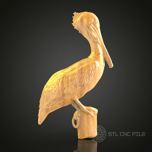 Perched Pelican STL Model for CNC Engraving - Ideal for Coastal Decor in Wood or Metal